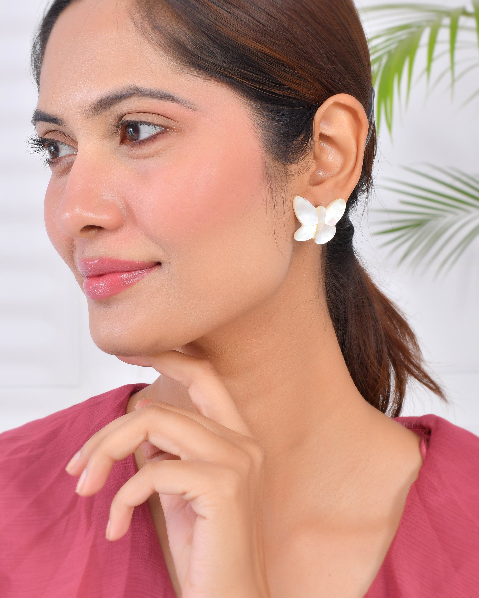 WHITE SHELL BUTTERFLY EARRINGS